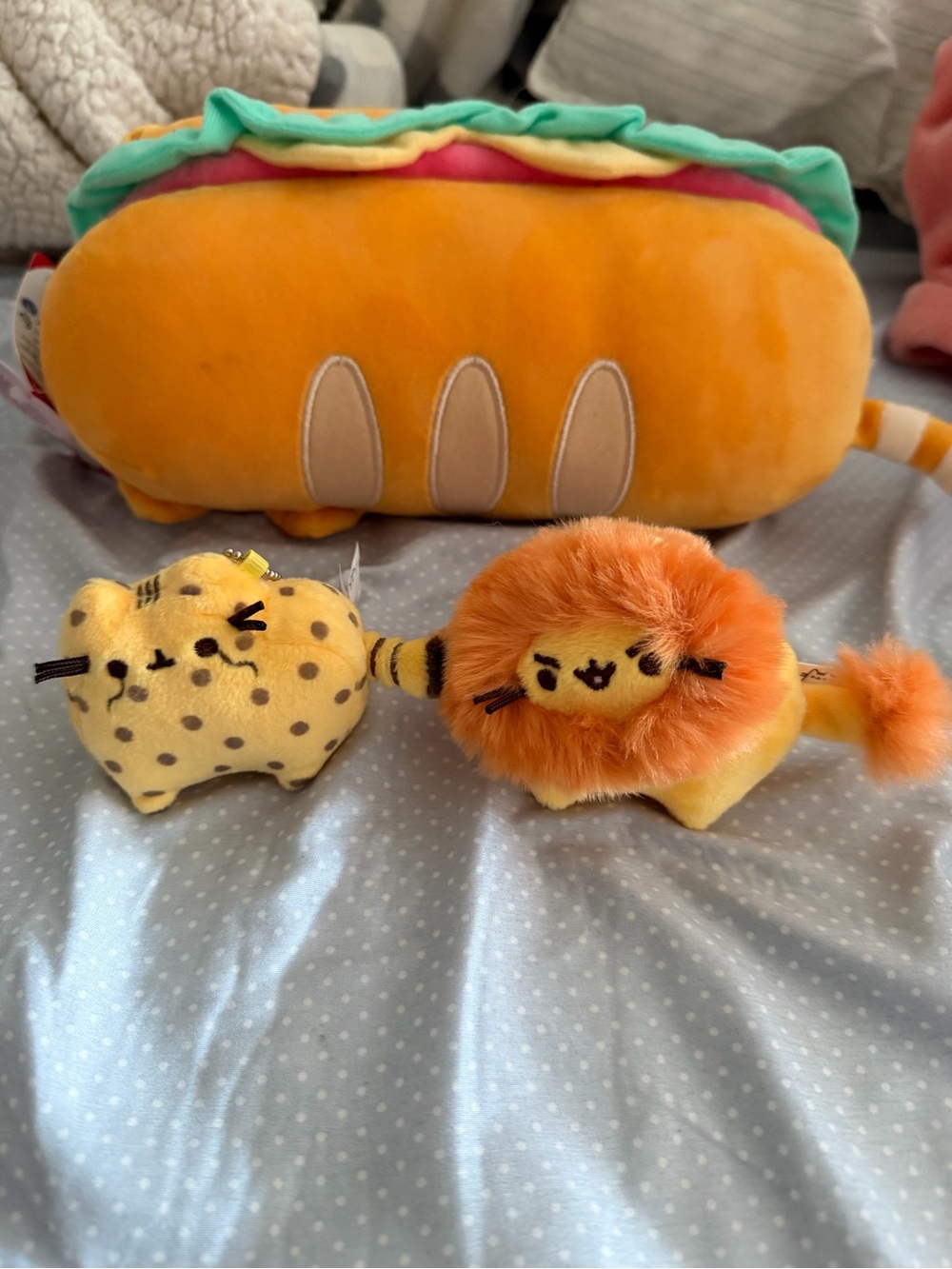 Pusheen Plush Lion & Spotted Cat Keychain Pair - Orange, Yellow & Teal